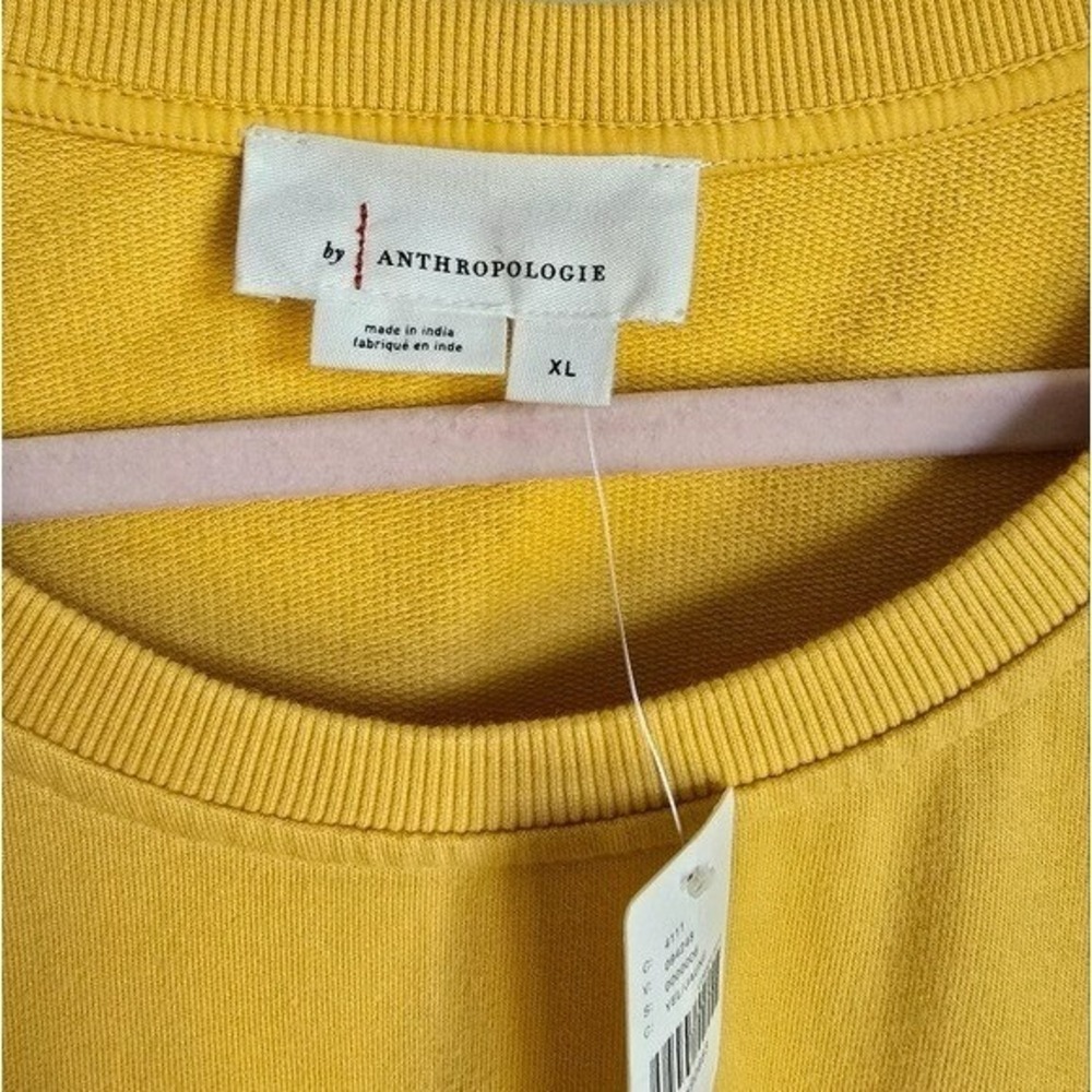Anthropologie NEW Marigold Yellow Eyelet Ruffle Sleeve Sweatshirt SZ XL Cottage - Picture 9 of 14